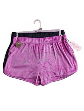 Juicy Couture Sleep Shorts 2 Pack Medium Pink Rhinestone Black Logo Cozy D/80